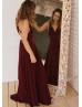 Burgundy Jersey Top Fashion Bridesmaid Dress